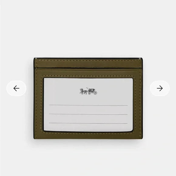 NWT Coach Slim Id Card Case Powder CBL81 Shiny crinkle leather Gold/Olive - Picture 6 of 6